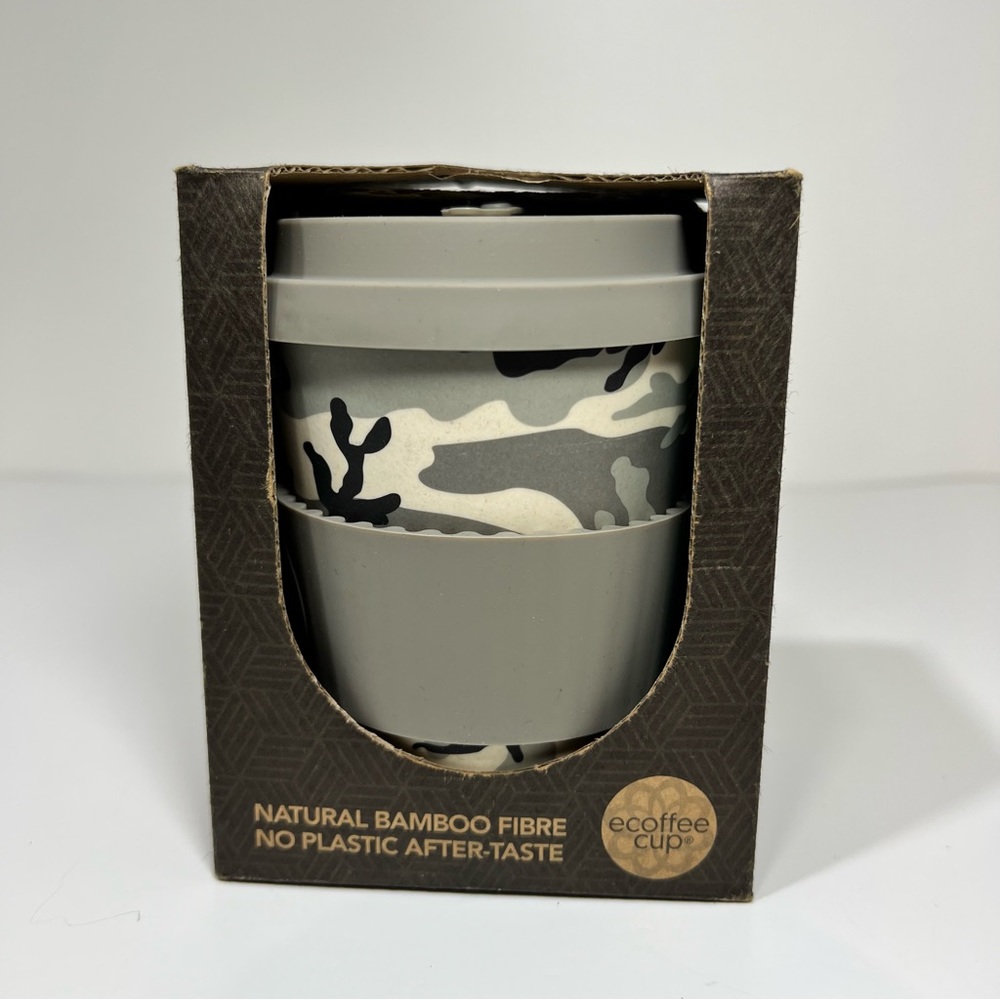 Ecoffee Cup Gray Camouflage Coffee/Tea Reusable eco friendly cup 12oz